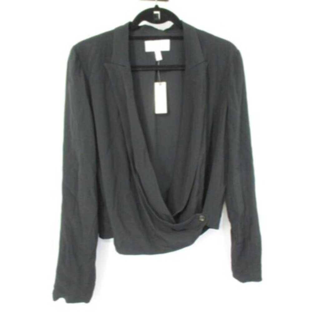 Anthropologie Ett Twa Womens Blazer 6 Black Long Sleeve Wrap Blazer Cardigan New